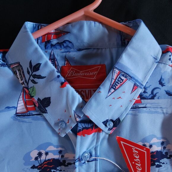 RSVLTS Mens Budweiser Regatta Have A Bud Size M Short Sleeve Button-Down Shirt - Picture 4 of 10